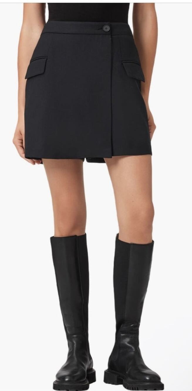 NWOT: AllSaints Mimmie Wrap Skort Size 12 in Black